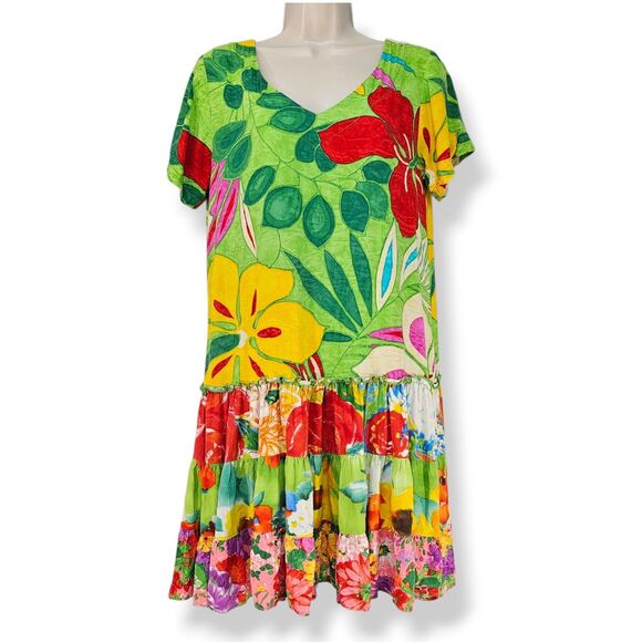 Jams World Shangri-La Tropical Floral Rayon Dress Small Made in Hawaii - Picture 1 of 7